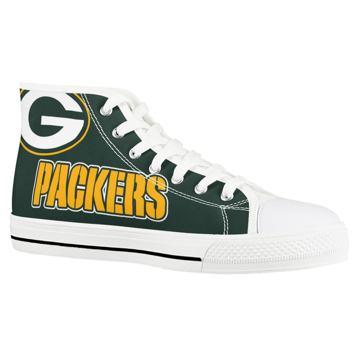Women's Green Bay Packers High Top Canvas Sneakers 004